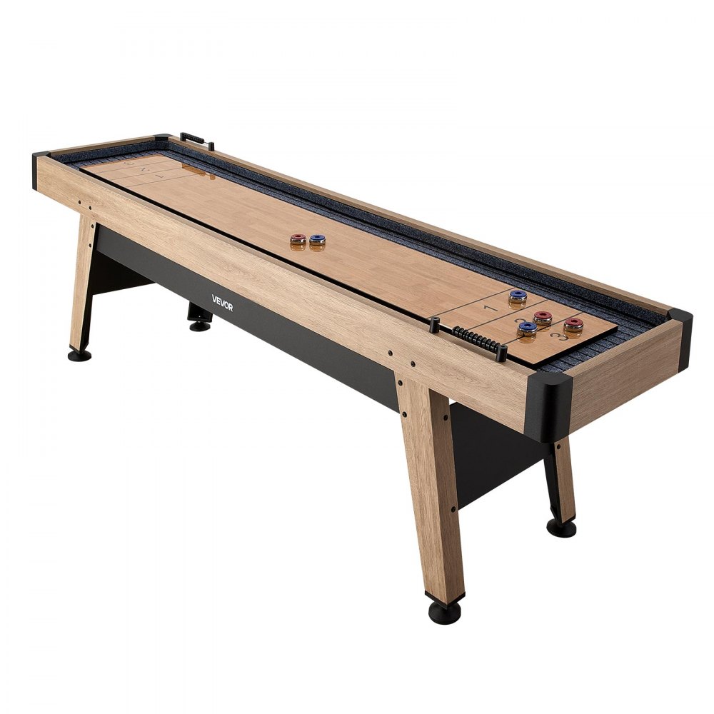 VEVOR Mesa de Tejo 2,7x0,6x0,8 m con 8 Discos Juego de Mesa para Adultos, Superficie Resistente a los Arañazos, Patas con Niveladores, Tablero de Madera de Ingeniería, Para Familia, Fiesta, Amigos