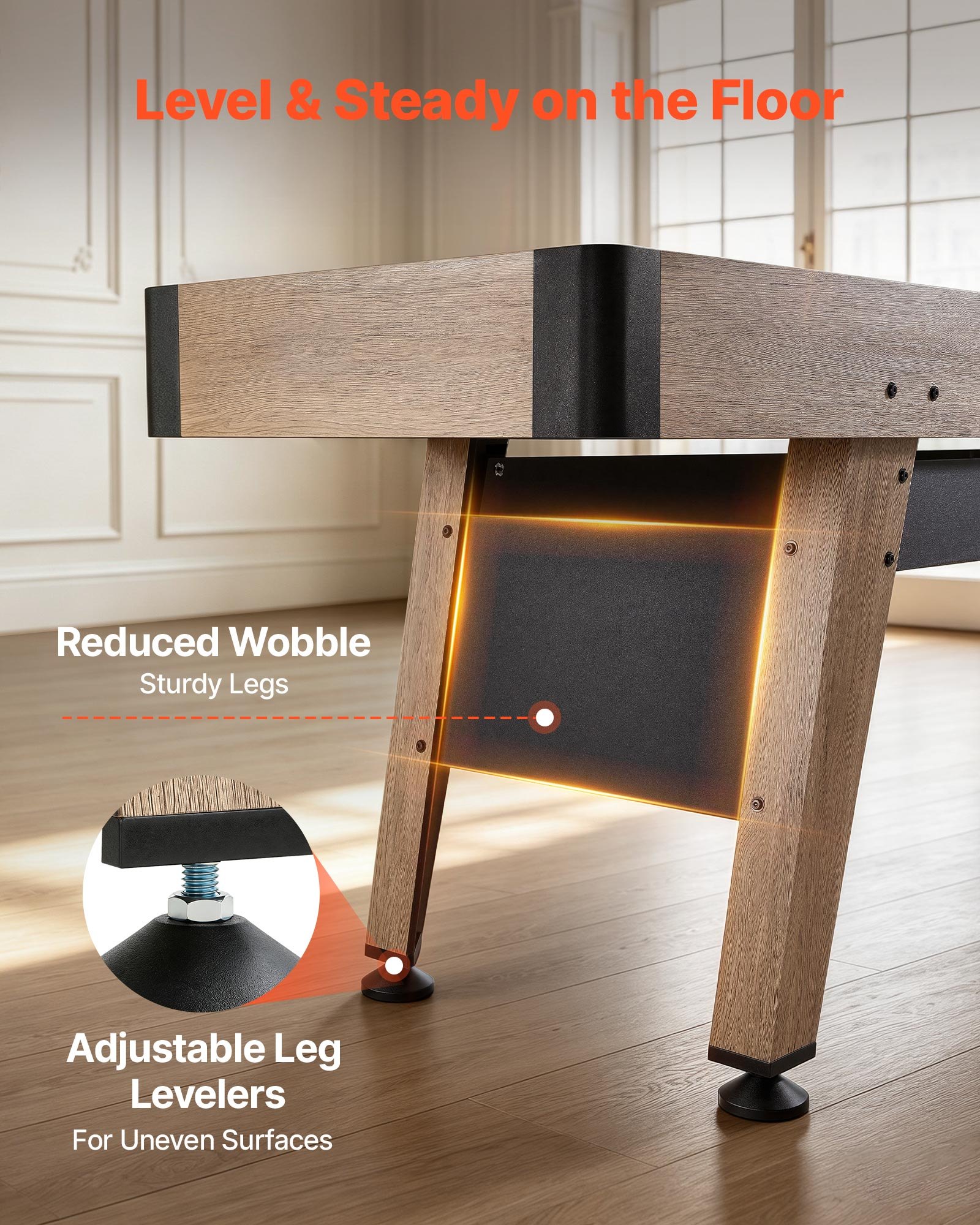VEVOR Mesa de Tejo 2,7x0,6x0,8 m con 8 Discos Juego de Mesa para Adultos, Superficie Resistente a los Arañazos, Patas con Niveladores, Tablero de Madera de Ingeniería, Para Familia, Fiesta, Amigos