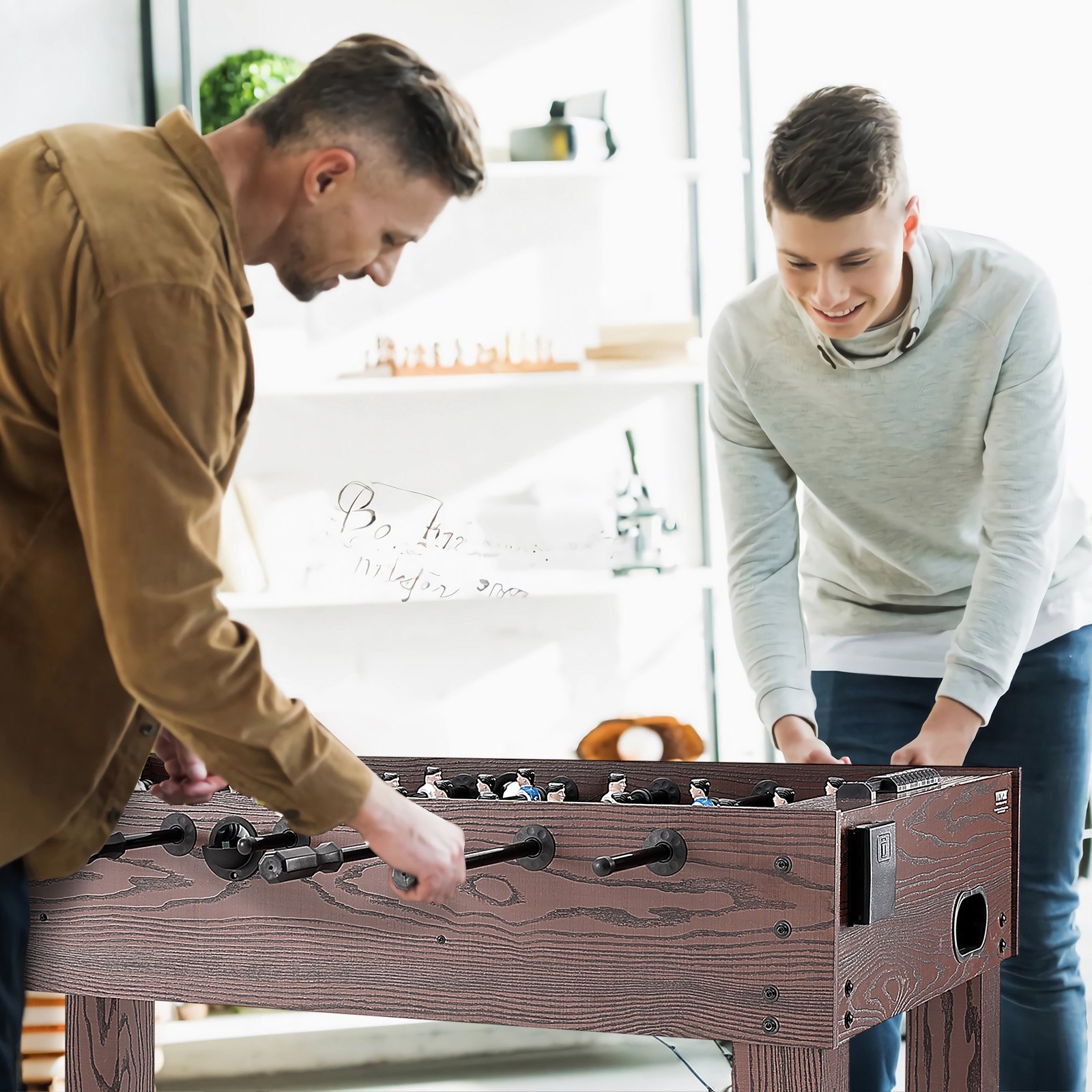 VEVOR Mesa de futbolín de tamaño estándar 1212x610x838 mm mesa de futbolín de tamaño completo para interior para hogar, familia y sala de juegos, incluye 2 pelotas y 2 portavasos