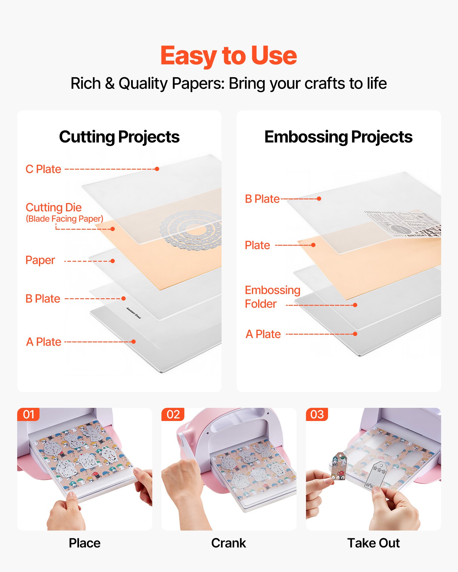 VEVOR Papeles de Scrapbooking, Set de 72 Hojas, Papeles Decorativos para Manualidades, Compatible con Máquina Troqueladora y Estampadora de VEVOR, para Creación de Cartas Regalos Tarjetas Decoraciones