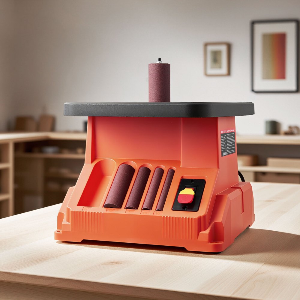VEVOR Oscillating Spindle Sander, 2000RPM Benchtop Spindle Sander with 6 Sleeves (12.7–76.2 mm), 16mm Stroke & 390 x 415 mm Wide Worktable for Furniture Finishing, Crafts Sanding, DIY Woodworking