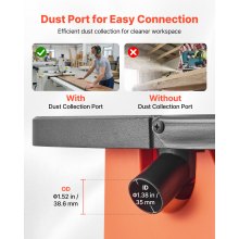 VEVOR Lijadora de Husillo Oscilante 2000 RPM, con Carrera 16 mm, 5 Manguitos 12,7-50,8 mm y Banda de Lijado 610 x 98 mm para Carpintería, para Muebles y Proyectos de Bricolaje, 420 x 460 x 440 mm