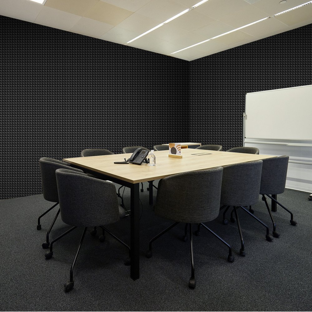 VEVOR Paneles de Espuma Acústica, 30,5 x 30,5 x 5 cm, Paneles de Pared Insonorizados Adhesivos con Forma de Pirámide, Paneles Absorbentes de Sonido para Paredes y Techos, 48 uds