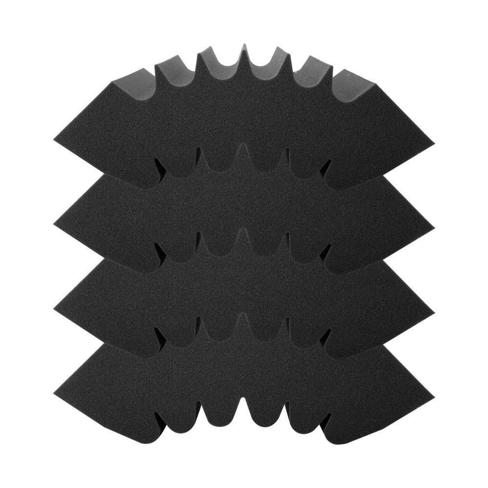 VEVOR Paneles de Espuma Acústica, 4 uds, 420 x 160 x 300 mm, Paneles de Pared Insonorizados Adhesivos de Alta Densidad, Resistente al Fuego, Absorbente de Sonido para Paredes y Techos Estudio, Negro