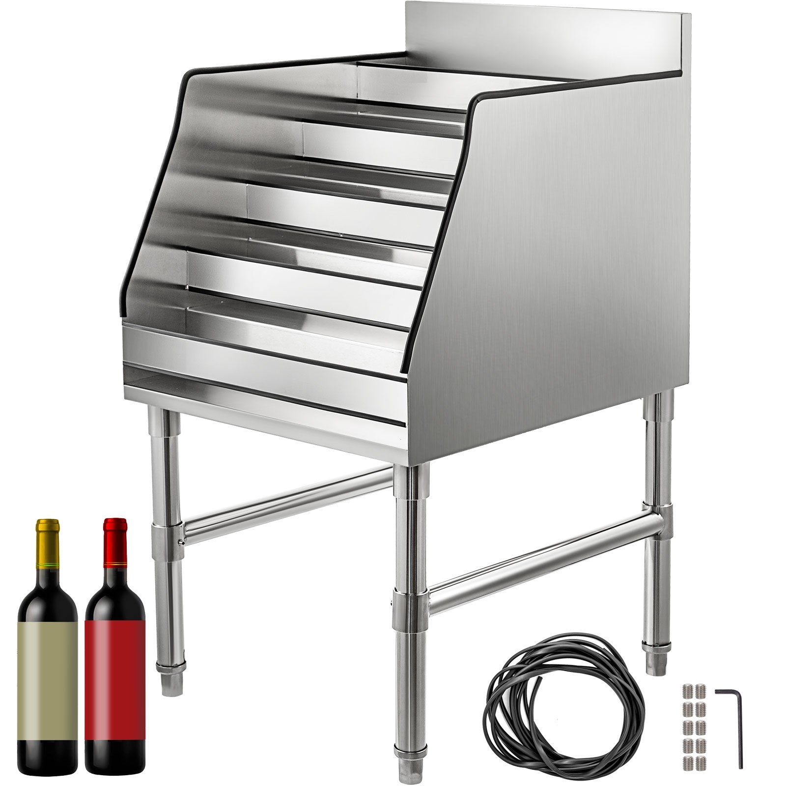VEVOR Estante de Exhibición de Botella de Bebida 457 mm x 584 mm x 838 mm, Estante de Botella de Acero Inoxidable con Diámetro del Pie 38 mm, Unidad de Exhibición de Botellas de Licor de 5 Niveles