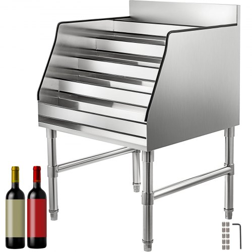 VEVOR Estante de Exhibición de Botella de Bebida 635 mm x 584 mm x 838 mm, Estante de Botella de Acero Inoxidable con Diámetro del Pie 38 mm, Unidad de Exhibición de Botellas de Licor de 5 Niveles