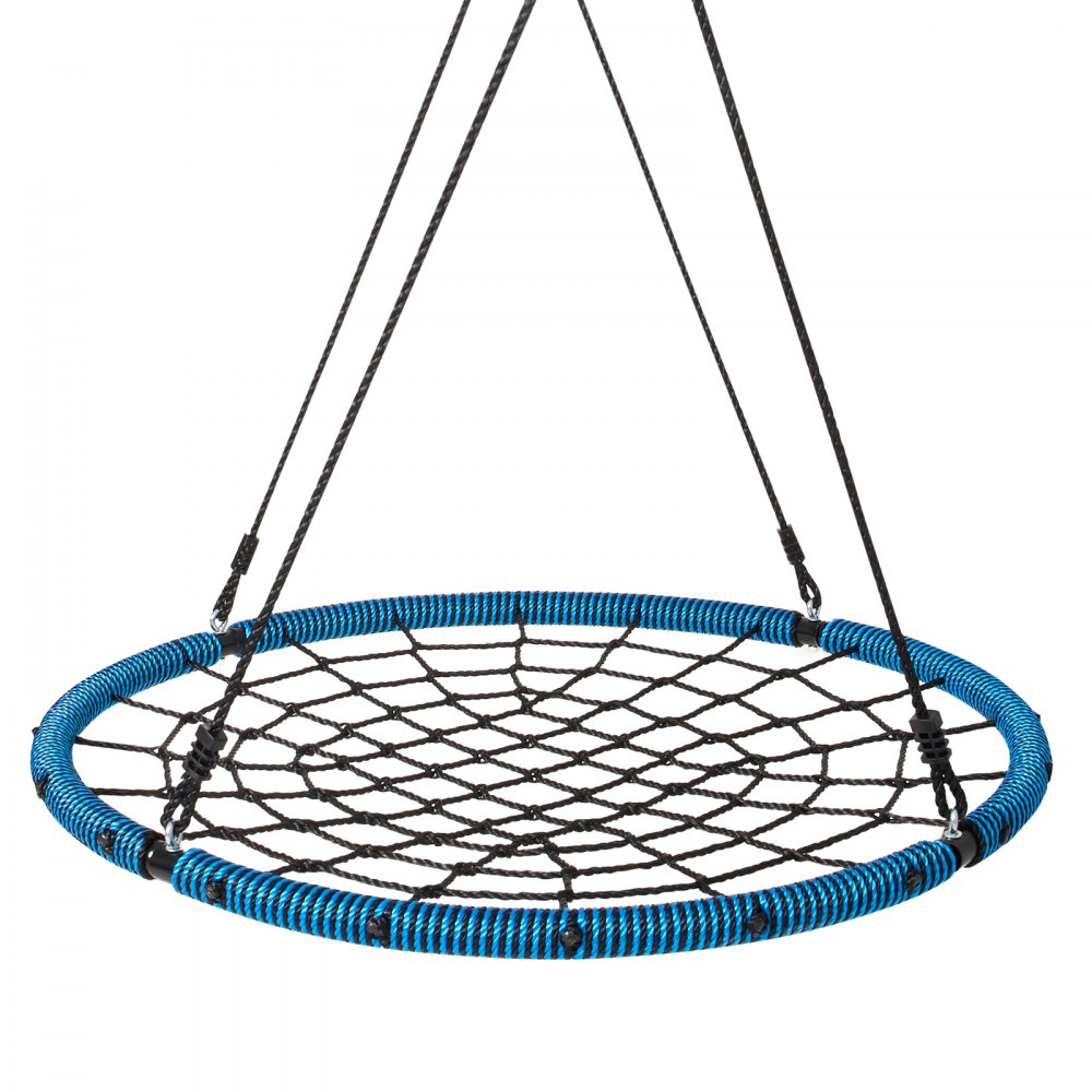 VEVOR Columpio de árbol con forma de araña, columpio redondo de 40 pulgadas para niños al aire libre, capacidad de peso de 750 libras, asiento de columpio de cuerda tejida estable con correas para colgar en el árbol y cuerdas ajustables de múltiples hilos