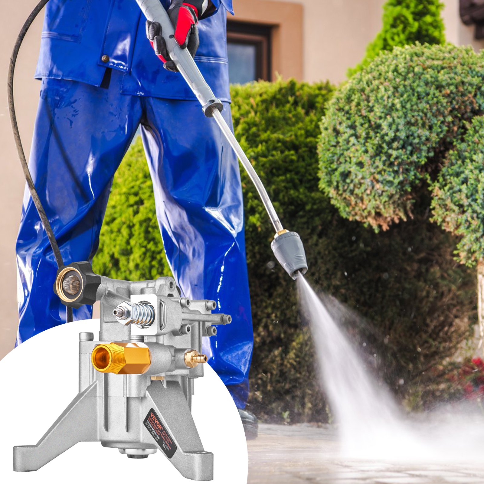VEVOR Bomba de Lavado a Presión Eje Vertical de 7/8" 2600 PSI 2,5 GPM Kit de Bomba de Repuesto para Lavado a Presión Compatible con Honda, Simpson, RYOBI, Briggs & Stratton, Subaru, Craftsman