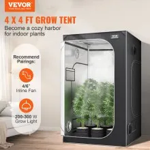 VEVOR Tienda de cultivo 48 x 48 x 80 pulgadas Tienda de cultivo interior Bandeja de puerta de ventana hidropónica