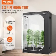 VEVOR Tienda de cultivo 48 x 24 x 72 pulgadas Tienda de cultivo interior Bandeja de puerta de ventana hidropónica
