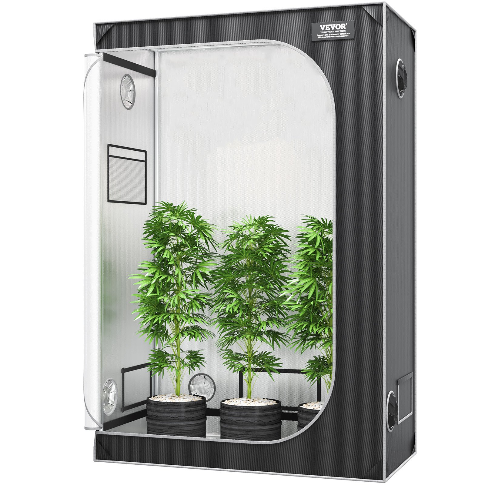 VEVOR Growbox 122 x 61 x 183 cm Greenhouse made of 22 mm steel frame and 2000D Oxford fabric Grow tent 60 kg load capacity Grow cabinet Suitable for 150 W grow light Indoor grow tent