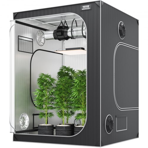 VEVOR Tienda de Cultivo 5x5, 60" x 60" x 80", Tienda de Cultivo Hidropónico Mylar 2000D Altamente Reflectante con Ventana de Observación Bolsa de Herramientas y Bandeja de Piso para Cultivo de Plantas