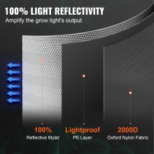 VEVOR Tienda de Cultivo 5x5, 60" x 60" x 80", Tienda de Cultivo Hidropónico Mylar 2000D Altamente Reflectante con Ventana de Observación Bolsa de Herramientas y Bandeja de Piso para Cultivo de Plantas