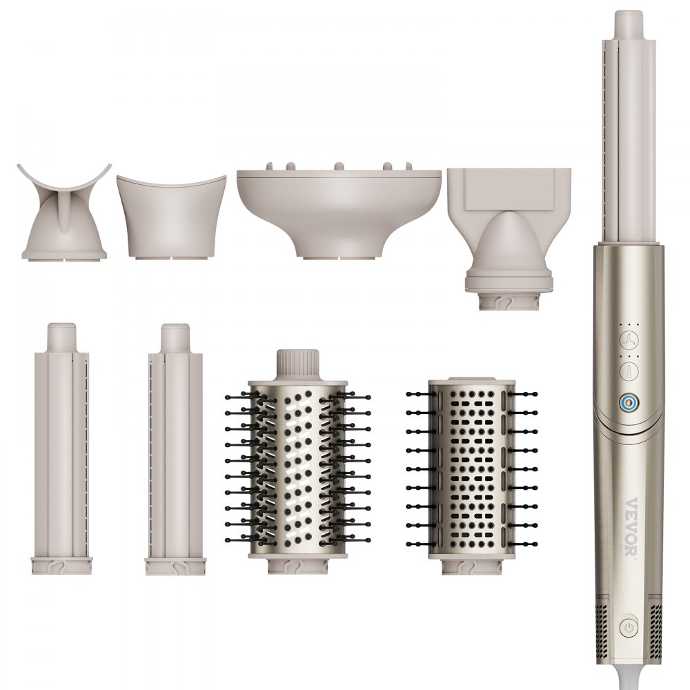 Rizador de pelo 8 en 1 VEVOR, rizador de cerámica de 1,25 pulgadas con 2 barriles, 2 cepillos, 4 boquillas para cabello seco/liso/rizos/voluminoso, rizador de pelo para cabello largo, medio y corto, para todo tipo de cabello