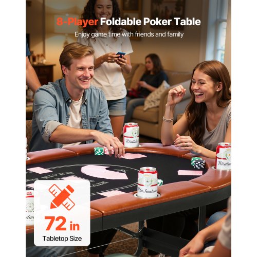 VEVOR Mesa de Póker Plegable de Casino, para 8 Jugadores con