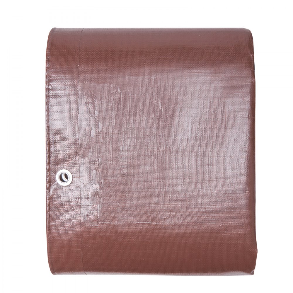Lona Protectora para Exteriores 365,76 x 1219,2 cm Lona Impermeable de Polietileno de 16 mils, Resistente a los Rayos UV y a la Temperatura con Ojales Reforzados, Alta Durabilidad, Marrón