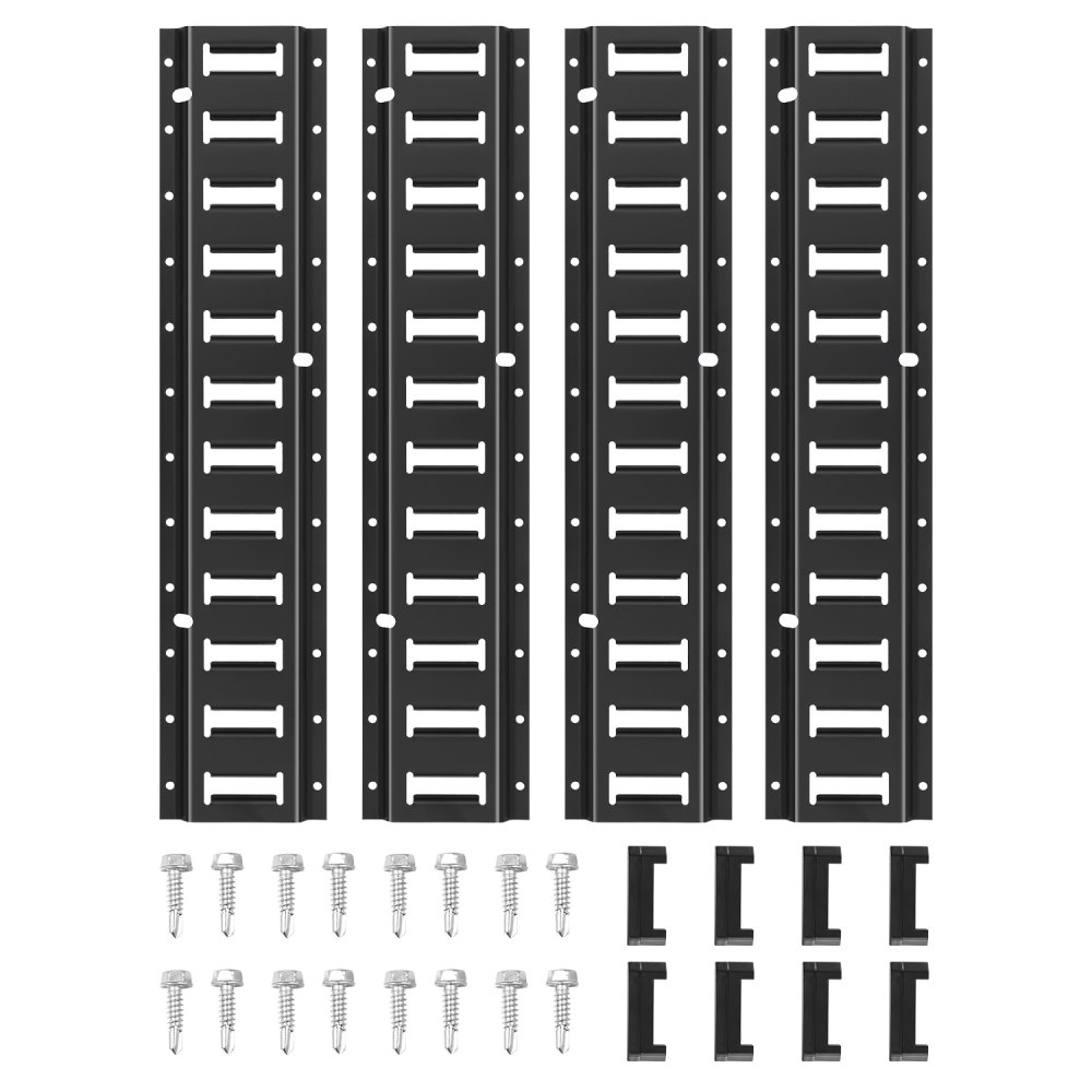 Riel de Amarre Universal E-track de 610mm Rieles Horizontales de Pista E 4 Piezas Rieles de Amarre en E de Acero Versátil Riel E-track de Amarre Negro para Carga en Camionetas Camiones Remolques