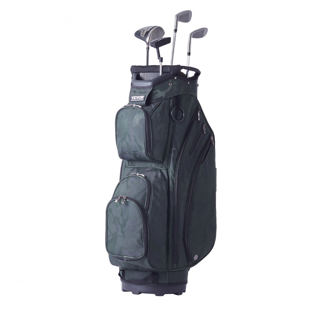 Bolsa para carrito de golf con organizador de 14 vías en la parte superior, bolsa de nailon premium con 11 bolsillos de 36 pulgadas, bolsas de golf duraderas con asas, cubierta antipolvo y correas desmontables para hombres y mujeres, verde militar