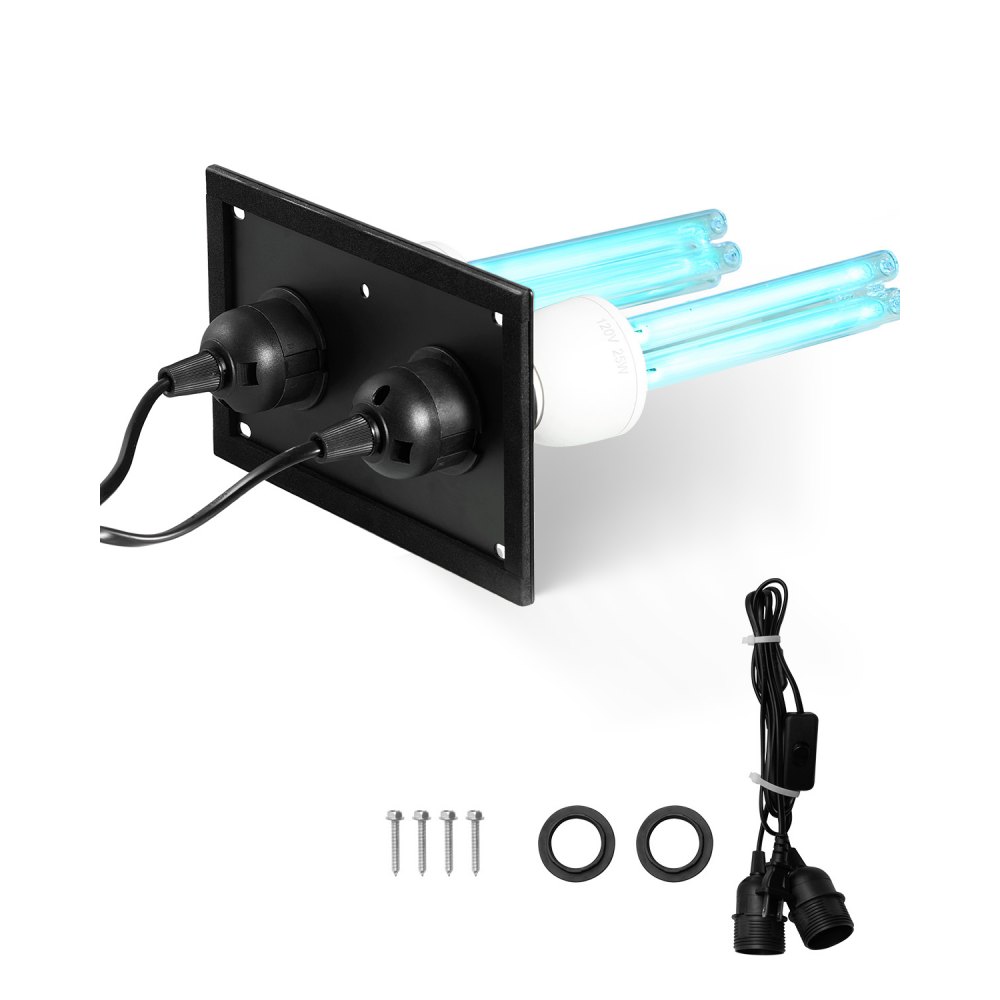 Purificador de Aire HVAC para Toda la Casa, 50 W, Luz Ultravioleta UVC para Conducto de Aire Acondicionado, con 2 Bombillas de Repuesto, para Sistemas de Aire Acondicionado, 180 x 110 x 250 mm