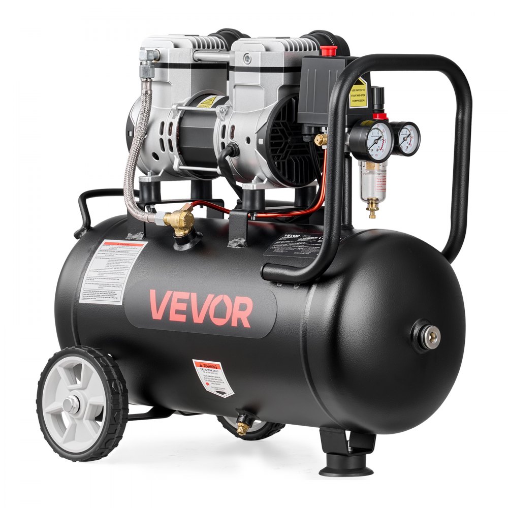 Compresor de Aire Portátil con Depósito 24 L sin Aceite, Motor de 1,1 kW, 68 L/min a 6,2 bar Presión Máxima 8 bar, con Ruedas para Herramientas Neumáticas, Garaje, Inflado, Taller y Reparación - foto 1