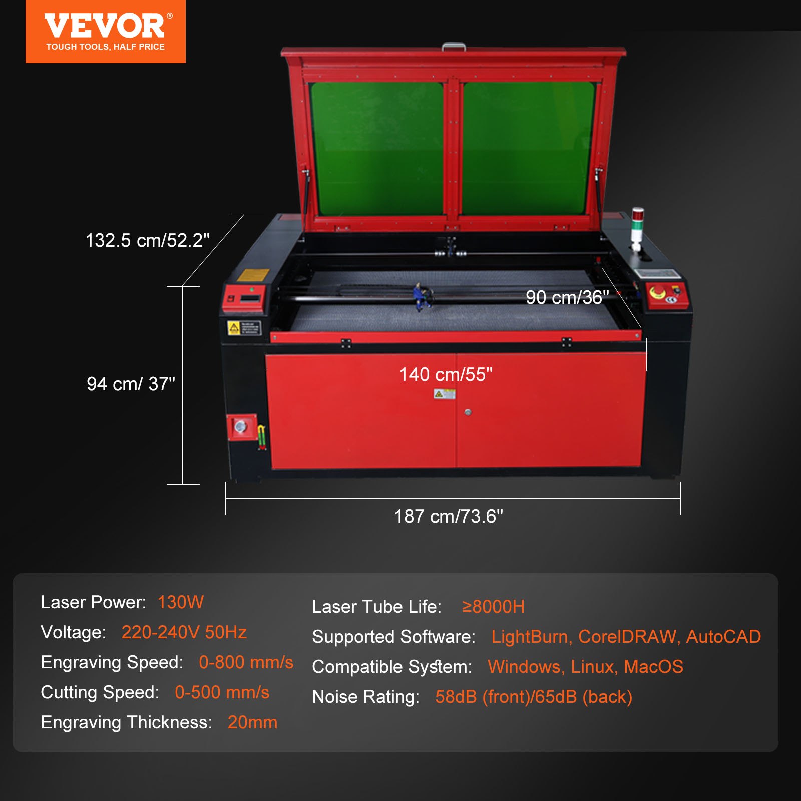 Vevor Vevor Máquina De Grabado Láser 130w Área De 900x1400 Mm Máquina