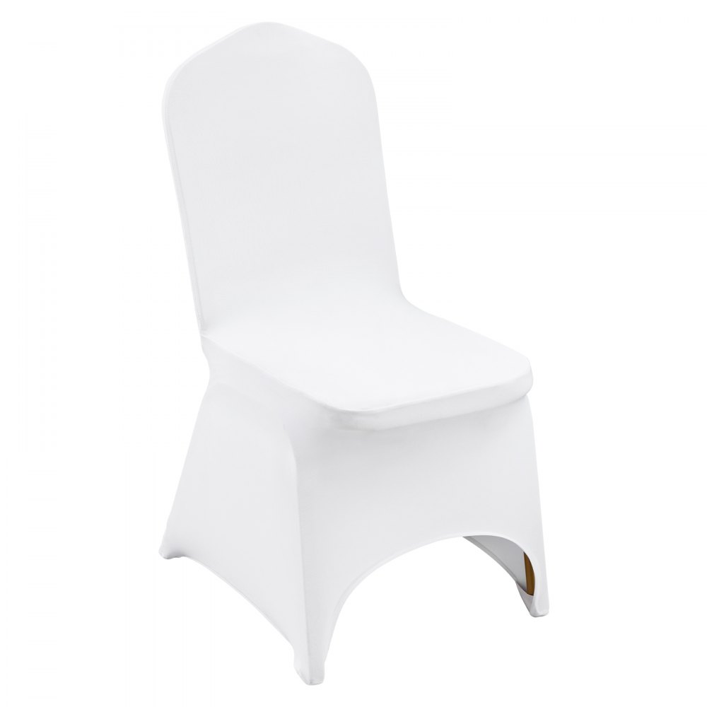 Housses de chaise en élasthanne extensible VEVOR blanches sur chaise standard.