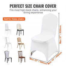 100pcs Couverture Housse De Chaise Arqué Blanc Elastique Spandex Chair Cover