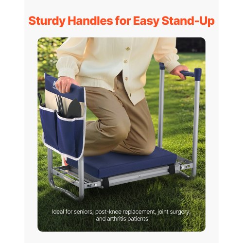 TEC HIT 390025 - Tabouret de Jardinage avec Repose Genoux - Charge maximum de 90 kg - Poignée de Transport - Compartiment de Ra
