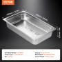 Casserole d'hôtel VEVOR, capacité de 13,9 l/14,7 qt, acier inoxydable 201, dimensions : 530 mm x 326 mm x 107 mm.