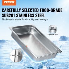 VEVOR Bac Gastronorme GN 1/1 Récipient Inox pour Bain-marie 10,7 cm Profondeur