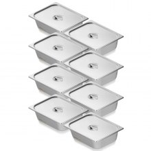 VEVOR 8PCs Bac Gastronorme GN 1/2 Récipient Inox Bain-marie 10,2 cm Profondeur