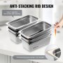 VEVOR 6PCs Bac Gastronorme GN 1/3 Récipient Inox Bain-marie 10 cm Profondeur