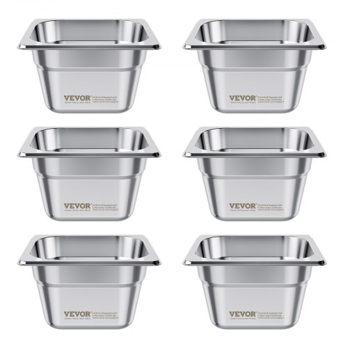 6 Bacs Gastronormes GN 1/2 En Inox - 6 L - Pour Bain-marie, Buffet, Restauration - 4