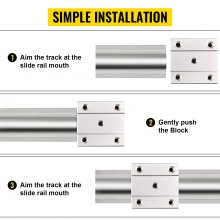 VEVOR Miniature Rail Guidage Linéaire Guide SBR20-2200 mm 4 Blocs de Roulement SBR20UU 2 Arbres de Rail Guidage Linéaire Rail de Glissière pour Routeurs Cnc