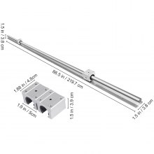 VEVOR Miniature Rail Guidage Linéaire Guide SBR20-2200 mm 4 Blocs de Roulement SBR20UU 2 Arbres de Rail Guidage Linéaire Rail de Glissière pour Routeurs Cnc