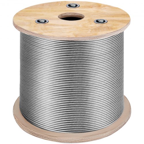 Câble Acier Inoxydable 3.18mm X 30.5m VEVOR - Tressé 7x7, Qualité Marine 316, Pour Clôture, Garde-corps, Rampe