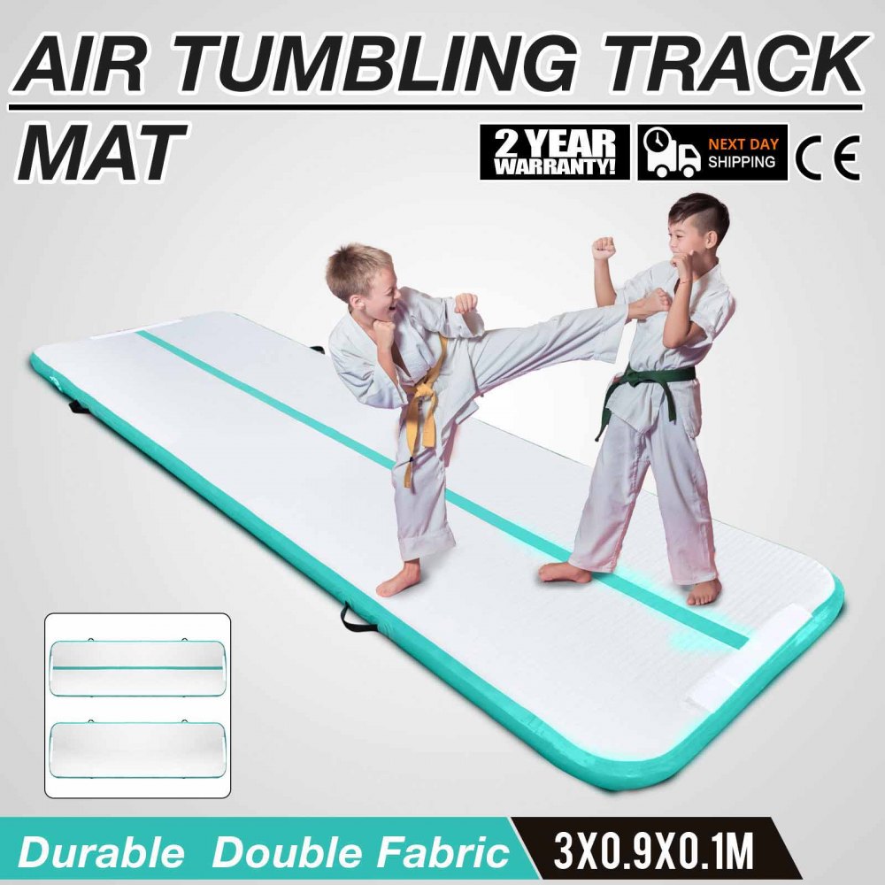 300x90x10cm Tapis de Gymnastique Gonflable Airtrack Tumbling avec Pompe Electrique