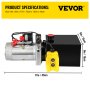 VEVOR Pompe Hydraulique 12V à Simple Effet réservoir en Fer 4L Remorque Levage
