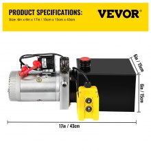 VEVOR Pompe Hydraulique 12V à Simple Effet réservoir en Fer 4L Remorque Levage