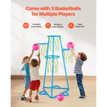 VEVOR Panier de Basket-ball Enfants Portable 4 Hauteurs avec Ballons 4 Paniers