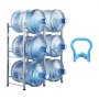 VEVOR Rack à Bonbonnes Support 6 Bouteilles d’Eau 3 Niveaux 2 Rangée Argenté