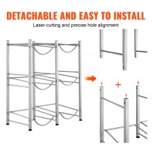 VEVOR Rack à Bonbonnes Support 6 Bouteilles d’Eau 3 Niveaux 2 Rangée Argenté