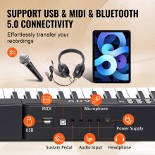 VEVOR Clavier Piano Numérique 88 Touches Semi-lesté Portable Électrique Support