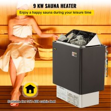 VEVOR Poêle électrique de Sauna 9 KW Poêle de Sauna électrique pour 9-13 m3 Chauffage Sauna 104-221℉ Poêle de Chauffage électrique en Acier Inoxydable Poêle de Sauna avec Contrôle Externe