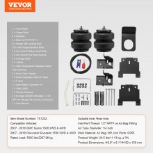 VEVOR Kit Suspension Pneumatique pour Chevrolet Silverado GMC Sierra 1500 07-18