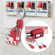 VEVOR Kit d'étiquetage de verrouillage électrique, 26 pcs, verrouillage de sécurité avec cadenas, moraillon, étiquette, attache en nylon, sac de transport, pour industrie, énergie électrique, machines