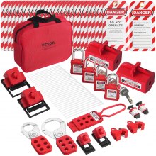 VEVOR Kit d'étiquetage de verrouillage électrique, 47 pcs, verrouillage de sécurité avec cadenas, moraillon, étiquette, attache en nylon, prise, disjoncteur, sac, pour industrie, pouvoir électrique