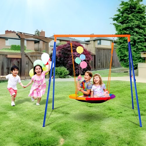 Deux Sur La Balançoire VEVOR Kit Balançoire De Jardin Capacité De Charge 272 Kg, Portique Balançoire Avec 1 Nacelle Et 2 Sièges à Ceinture, Cadre En Métal Robuste En A Et Corde Deux Sur La Balançoire VEVOR Kit Balançoire De Jardin Capacité De Charge 272 Kg, Portique Balançoire Avec 1 Nacelle Et 2 Sièges à Ceinture, Cadre En Métal Robuste En A Et Corde
