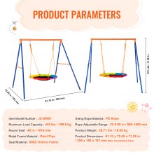 VEVOR Ensemble de Portique Balançoire de Jardin Nacelle 102 cm Charge 199,6 kg