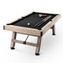 VEVOR Table de Billard 213,4 cm, Kit de Billard Pieds Réglables, Ensemble d'Accessoires Complets avec Balles, Queues, Craies et Brosse, Couleur Bois avec Tissu Noir, pour Domicile, Club, Café-Bar